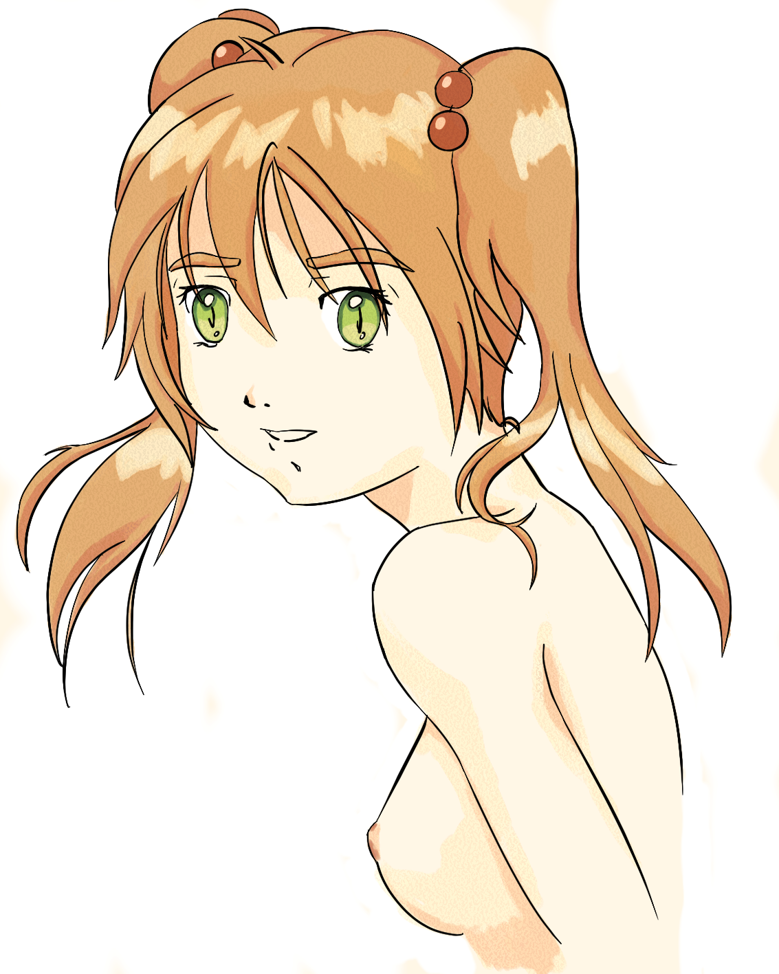 Y'know... Now I'm wondering, why is Emi naked but have her twintails done?